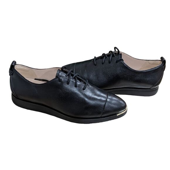 Cole Haan Grand Ambition Black Leather Lace Up Oxford Wing Tip Shoes Sz 6 1/2 B - Picture 1 of 12